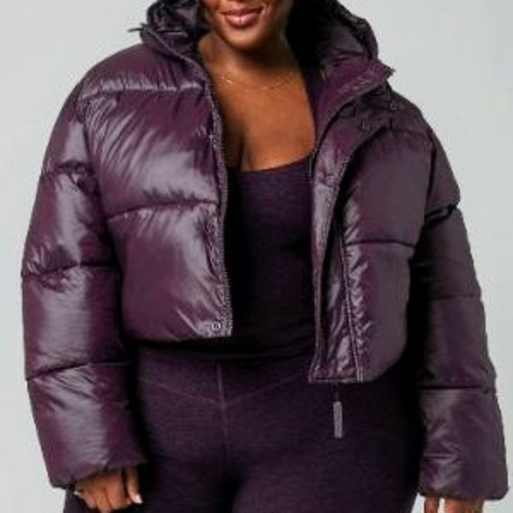 YITTY Deep Plum Quilted Cropped Puffer Jacket